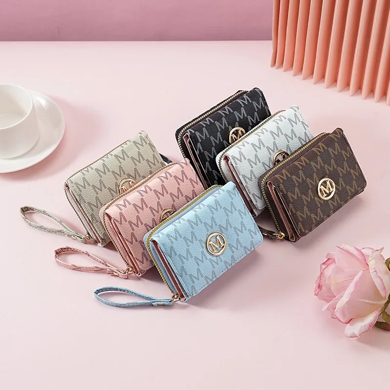 Women'S Bags Everyday - Threefold Zipper Wallet with Letter Pattern,