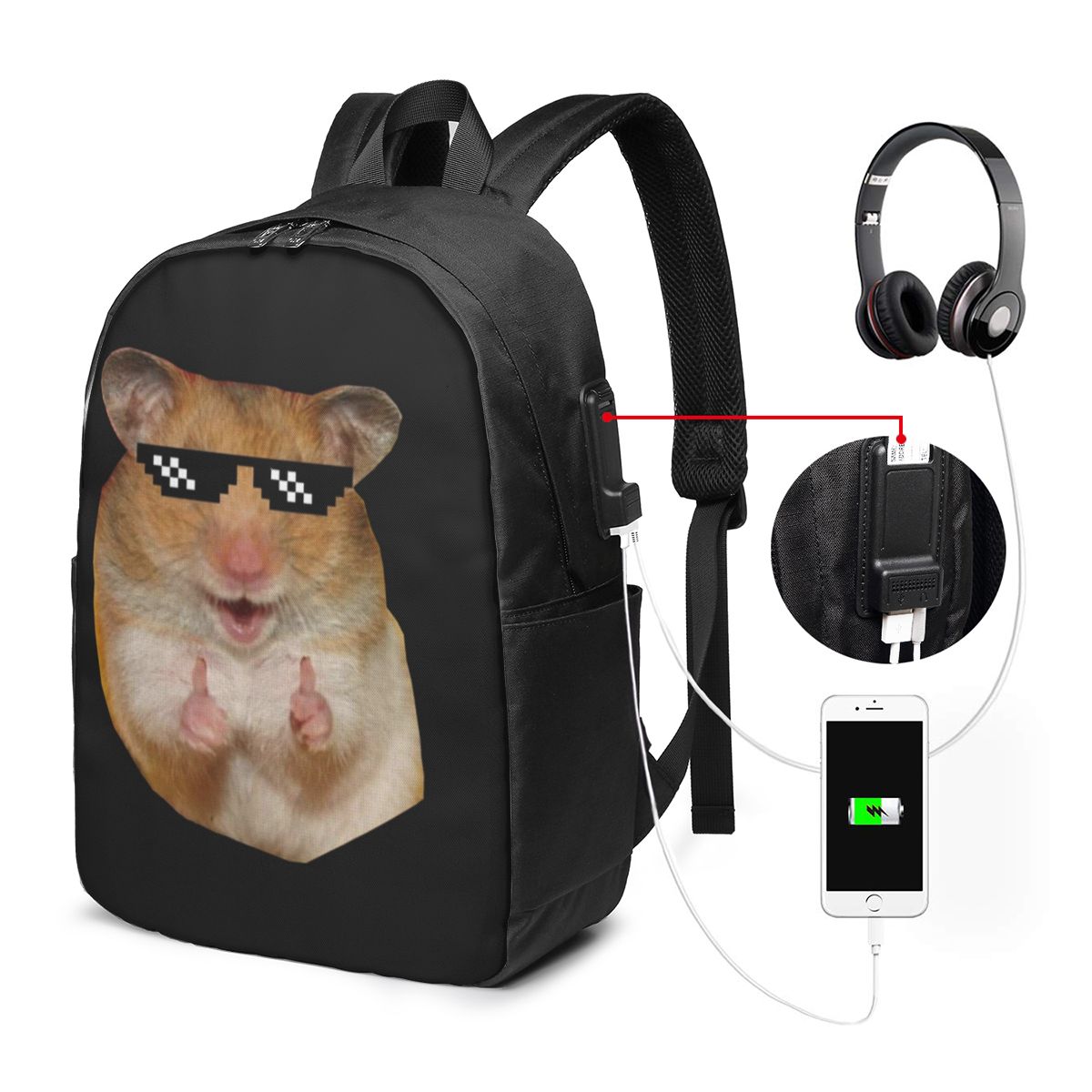 Women Bags For Women - Funny Hamster Backpack Travel Notebook Bag