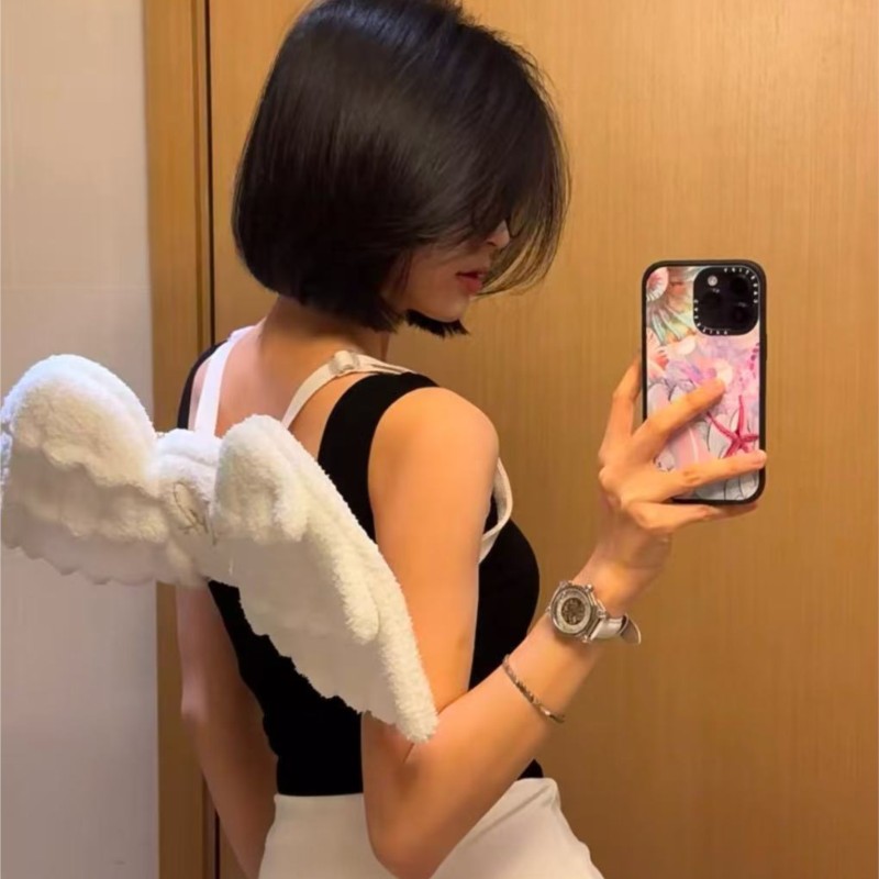 Women'S Japanese Bags - JIAERDI Sweet White Angel Wing Backpack