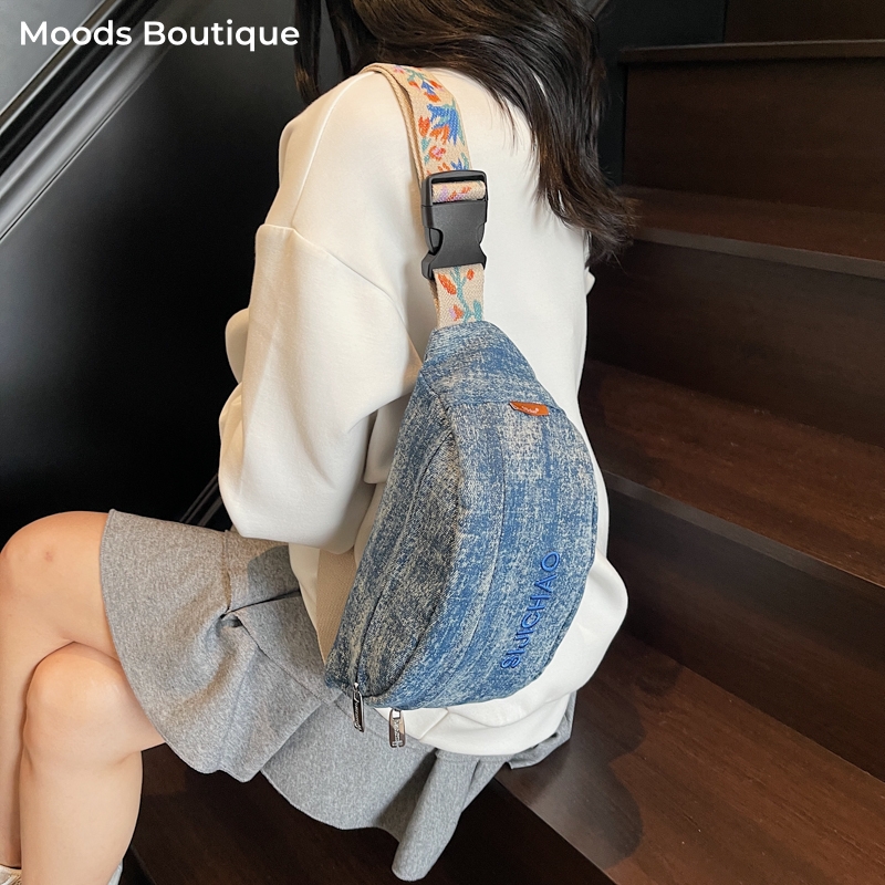 Denim Blue Chest Bags For Wome - Women Bags Trend 2025 review and price